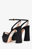 Gianvito Rossi Black Satin 'Maddy' Platform Sandals Size 36.5