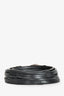 Saint Laurent Black Leather 'Croissant De Lune' Narrow Logo Belt
