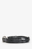 Saint Laurent Black Leather 'Croissant De Lune' Narrow Logo Belt