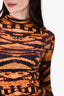 Ulla Johnson Brown Tiger Print Mock Neck Top Size S