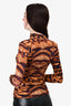 Ulla Johnson Brown Tiger Print Mock Neck Top Size S