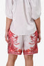 Zimmermann Pink/White Silk Floral Printed Drawstring Shorts Size 2