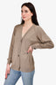 Hermes Taupe Silk/Cashmere Button Down Cardigan Size 36