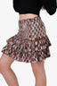 Isabel Marant Etoile Brown And White Patterned Cotton Smock Mini Skirt Size 38