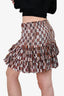 Isabel Marant Etoile Brown And White Patterned Cotton Smock Mini Skirt Size 38