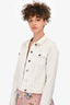 Frame Beige/White Striped Denim Jacket Size M