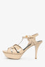 Saint Laurent Cream Patent Leather Tribute Heels Size 38.5