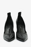 Vic Matie Black Leather Pointed Toe Pumps with Silver Heel Size 39