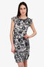 Pre-loved Chanel™ Vintage Black And White Patterned  Ruched Dress Size 36