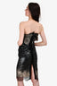 Roberto Cavalli Black Sequin/Lace Strapless Dress Size 40