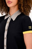 Pre-loved Chanel™ Navy/Yellow Knit Button Up 'CC' Detail Collared Top Size 36