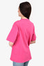 Balenciaga Pink Small Logo Printed T-Shirt Size XS