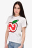 Gucci White/Red Cherry Printed GG T-Shirt Size XS