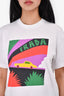 Prada White Graphic Printed T-Shirt Size S