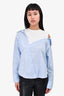 Maje Blue/White Heart Embroidered Asymmetrical Top Size 0