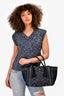 Prada Dark Blue Denim Grommet Embellished 'Twin' Tote with Strap