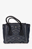 Prada Dark Blue Denim Grommet Embellished 'Twin' Tote with Strap