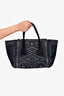 Prada Dark Blue Denim Grommet Embellished 'Twin' Tote with Strap