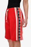 Gucci Red/Cream 'GG' Side Panel Sweat Shorts Size XS Mens