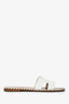 Hermes White Leather Whipstitch Trim Oran Sandals Size 37