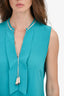 Dorothee Schumacher Turquoise Silk Sleeveless Toggle Detail Blouse Size 3