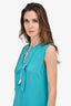 Dorothee Schumacher Turquoise Silk Sleeveless Toggle Detail Blouse Size 3