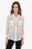 Equipment White Silk Pocket Front Blouse Size XS