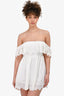 Lovers + Friends White Eyelet Detail Off The Shoulder Mini Dress Size XS