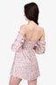 Faithfull The Brand Pink Floral Ruched Mini Dress Size XS