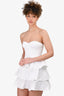 Amanda Uprichard White Strapless Tiered Mini Dress Size S