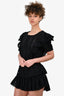 LoveShackFancy Black Ruffle Detail Mini Dress Size XS
