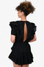 LoveShackFancy Black Ruffle Detail Mini Dress Size XS