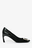 Roger Vivier Black Suede/Patent Heels Size 37