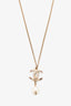 Pre-Loved Chanel™ 2012 Gold Toned 'CC' Faux Pearl Drop Necklace