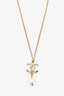 Pre-Loved Chanel™ 2012 Gold Toned 'CC' Faux Pearl Drop Necklace