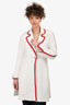 Pre-loved Chanel™ 2020 Spring Runway White Tweed Red Trimmed Jacket Size 36