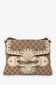 Gucci GG Canvas/Cream Leather Studded Pelham Web Shoulder Bag