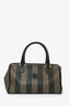 Fendi Vintage Brown Pequin Striped Canvas Boston Bag