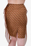 Burberry Brown Silk Logo Scarf Detail Midi Skirt Size 0