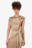 Burberry Beige Tie Detailed High Neck Dress Size 2 US