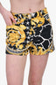 Versace Black/White/Yellow High Waisted Shorts Size 27