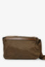 Prada Olive Green Nylon Messenger Bag with Brown Leather Trim
