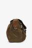 Prada Olive Green Nylon Messenger Bag with Brown Leather Trim