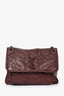 Saint Laurent Maroon Crinkled Leather Medium 'Niki' Shoulder Bag