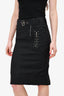 Christian Dior Black Buckle Detail Midi Skirt Size 36