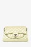 Pre-Loved Chanel™ 2011 Light Green Satin Single Front Pocket Flap Shoulder Bag