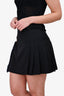Jean Paul Gautier Navy Leather Buckle Pleated Back Mini Skirt Size 10
