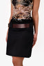 Chloe Black Cotton Mini Skirt with Brown Leather Belt Size 42