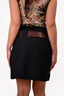 Chloe Black Cotton Mini Skirt with Brown Leather Belt Size 42