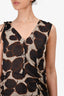 Marni Black/Brown Printed Sheer Silk Midi Dress Size 44